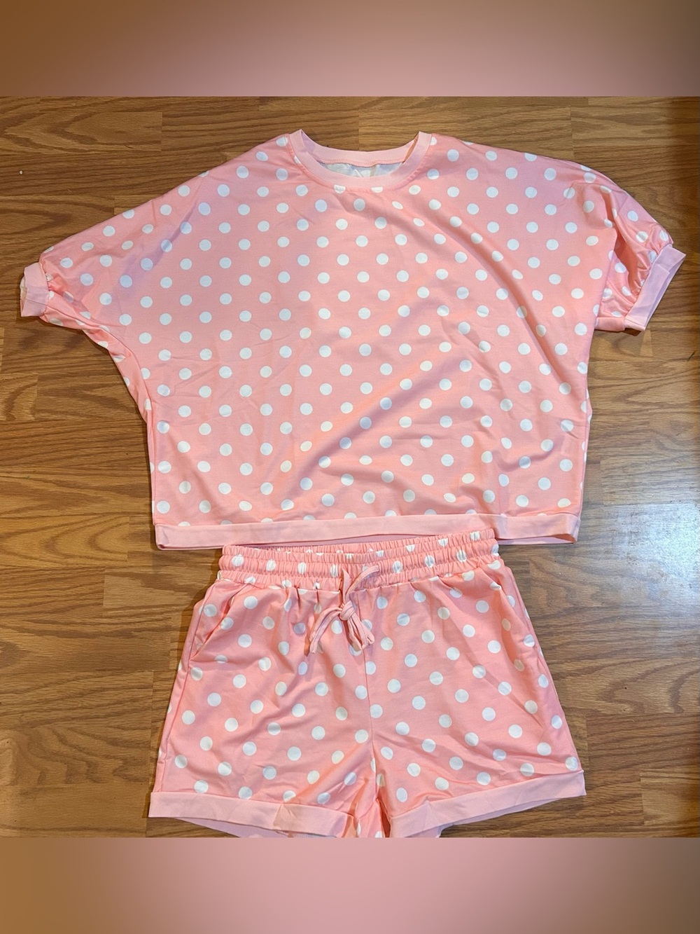 Women’s Pink Polka Dot Short Set